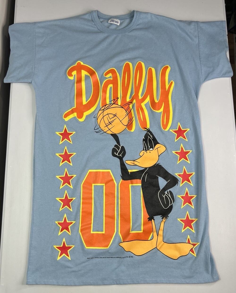 Vintage 1992 Flirts Daffy Duck Basketball 00 Blue Nightshirt One Size